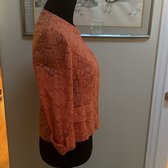 Karen Millen Coral Cotton Embroidered Eyelet Jacket NWT size 8 - Picture 10 of 10